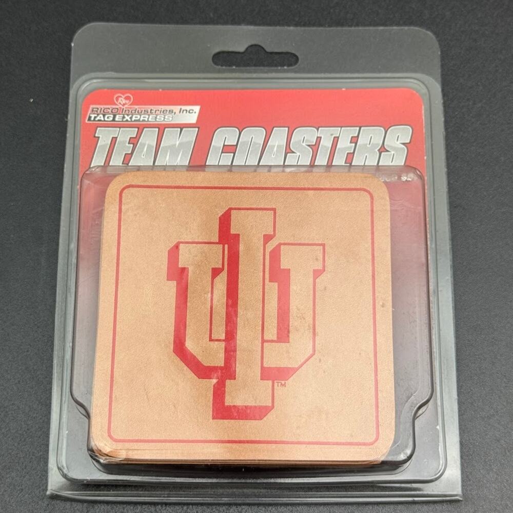 Rico Industries Team Coasters Indiana University Set of 4 in package.